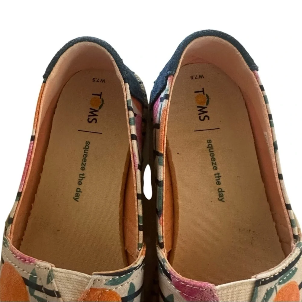 TOMS ALPARGATA NATURAL CITRUS STRIPE ROPE ESPADRILLE SIZE 7.5